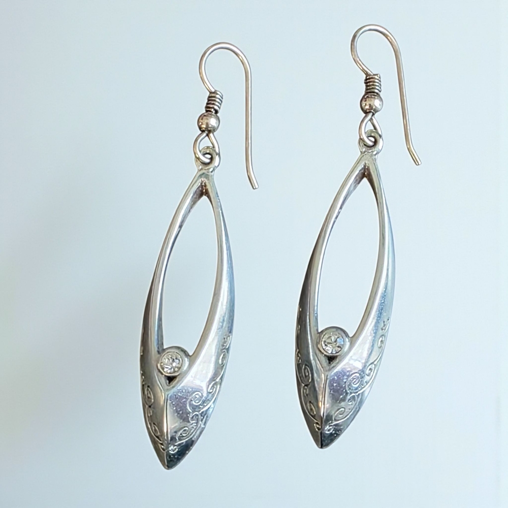 Silver Crystal Drop Earrings